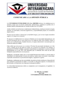 COMUNICADO A LA OPINIÓN PÚBLICA