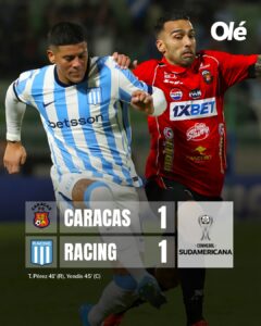 RACING EMPATÓ CON CARACAS Y SE COMPLICÓ