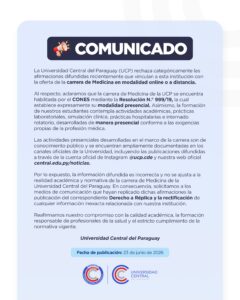 UCP desmiente información falsa y ratifica que la carrera de Medicina se desarrolla exclusivamente en modalidad presencial