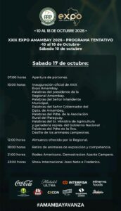 ESTE SÁBADO, LA XXIX EXPO AMAMBAY 2026 VIVIRÁ UNA JORNADA IMPERDIBLE