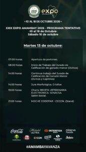 EXPO AMAMBAY 2026: CONOCÉ LA AGENDA DE ACTIVIDADES PARA ESTE MARTES 13 DE OCTUBRE