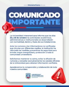 UNIVERSIDAD INTERAMERICANA CONFIRMA QUE LAS ACTIVIDADES SE DESARROLLARÁN CON NORMALIDAD